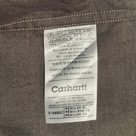 Carhartt Casual Button-Up Shirt Moss Chambray Short Sleeve Size: XL - Picture 8 of 8